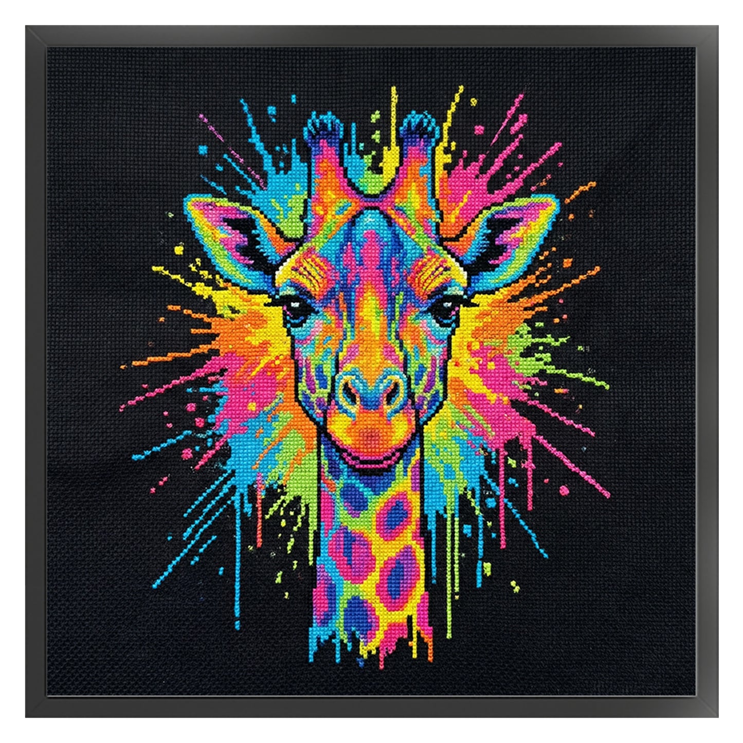 Colorful Splash Giraffe - Full 14CT Counted Cross Stitch 30x30CM - Yishu