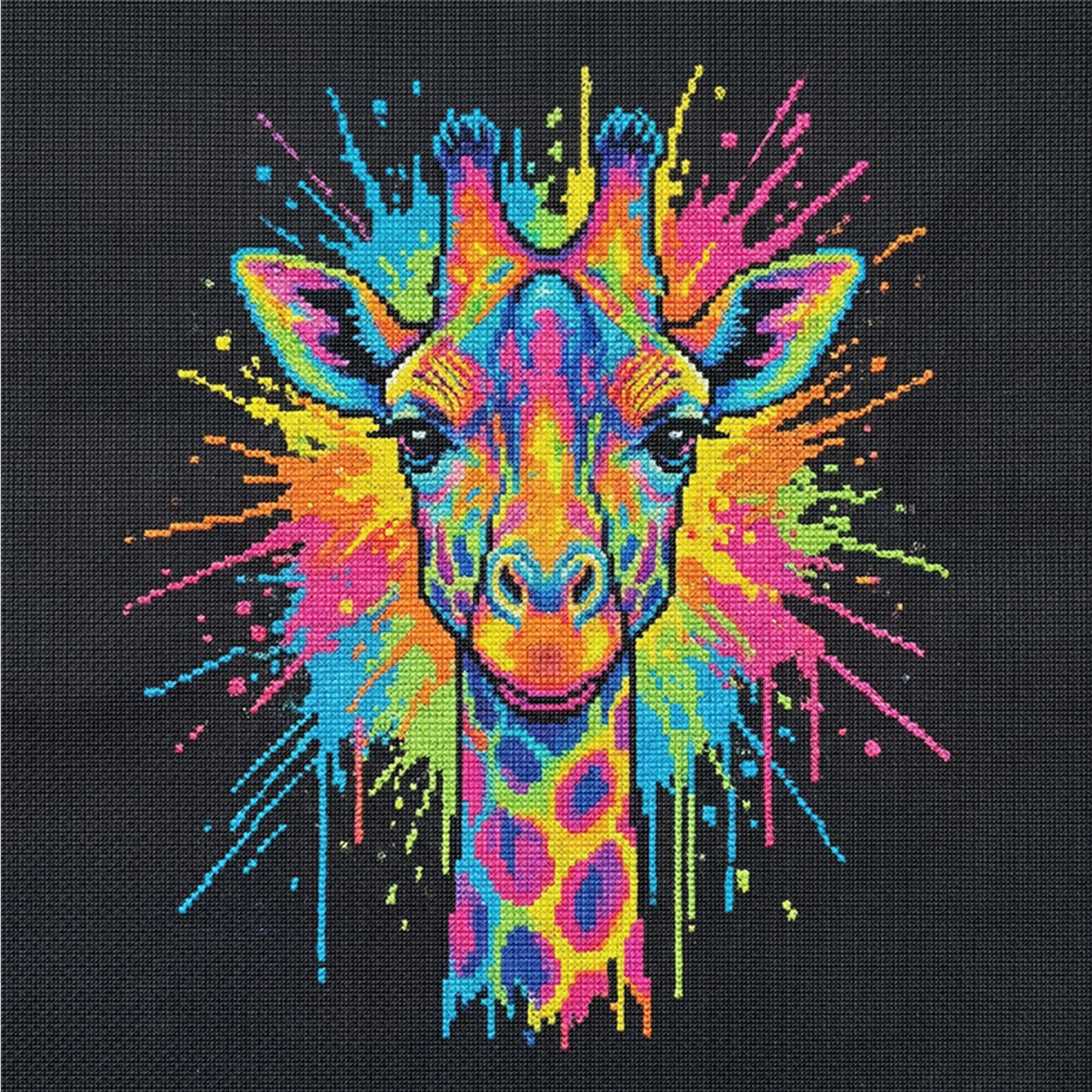 Colorful Splash Giraffe - Full 14CT Counted Cross Stitch 30x30CM - Yishu