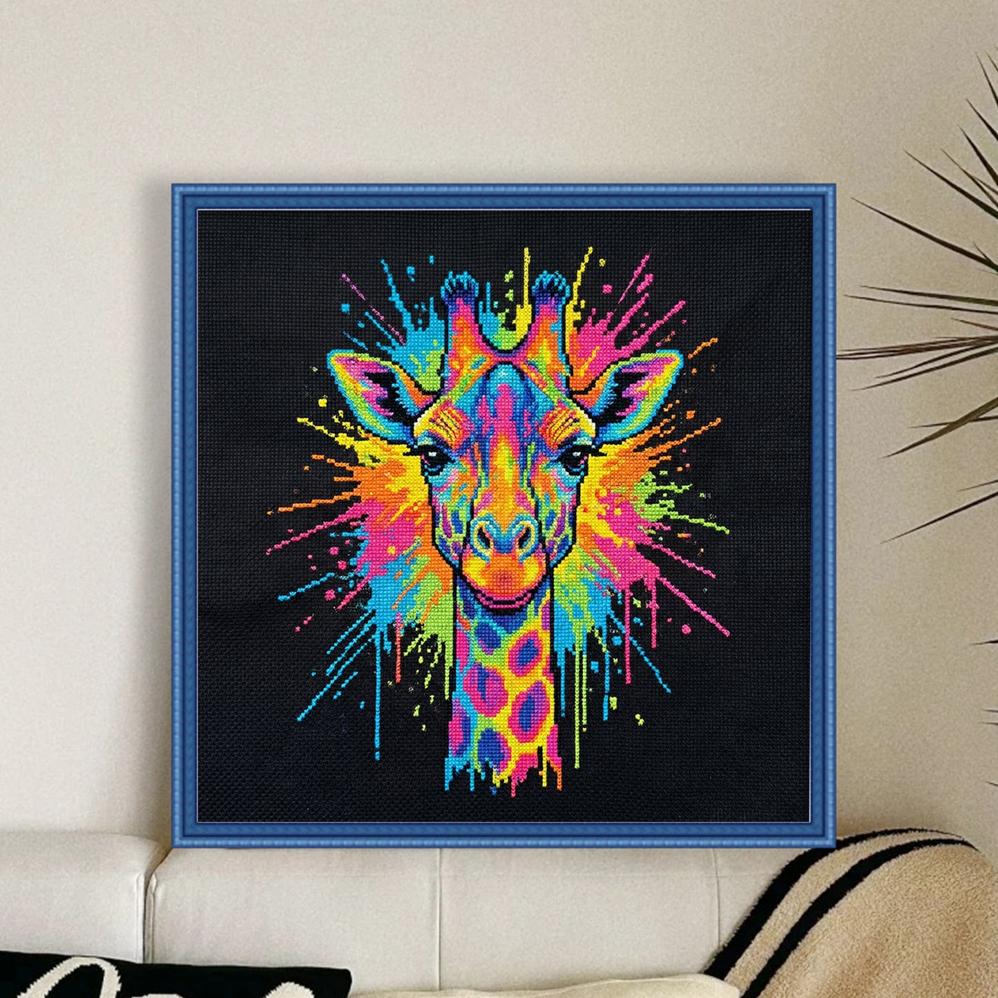 Colorful Splash Giraffe - Full 14CT Counted Cross Stitch 30x30CM - Yishu