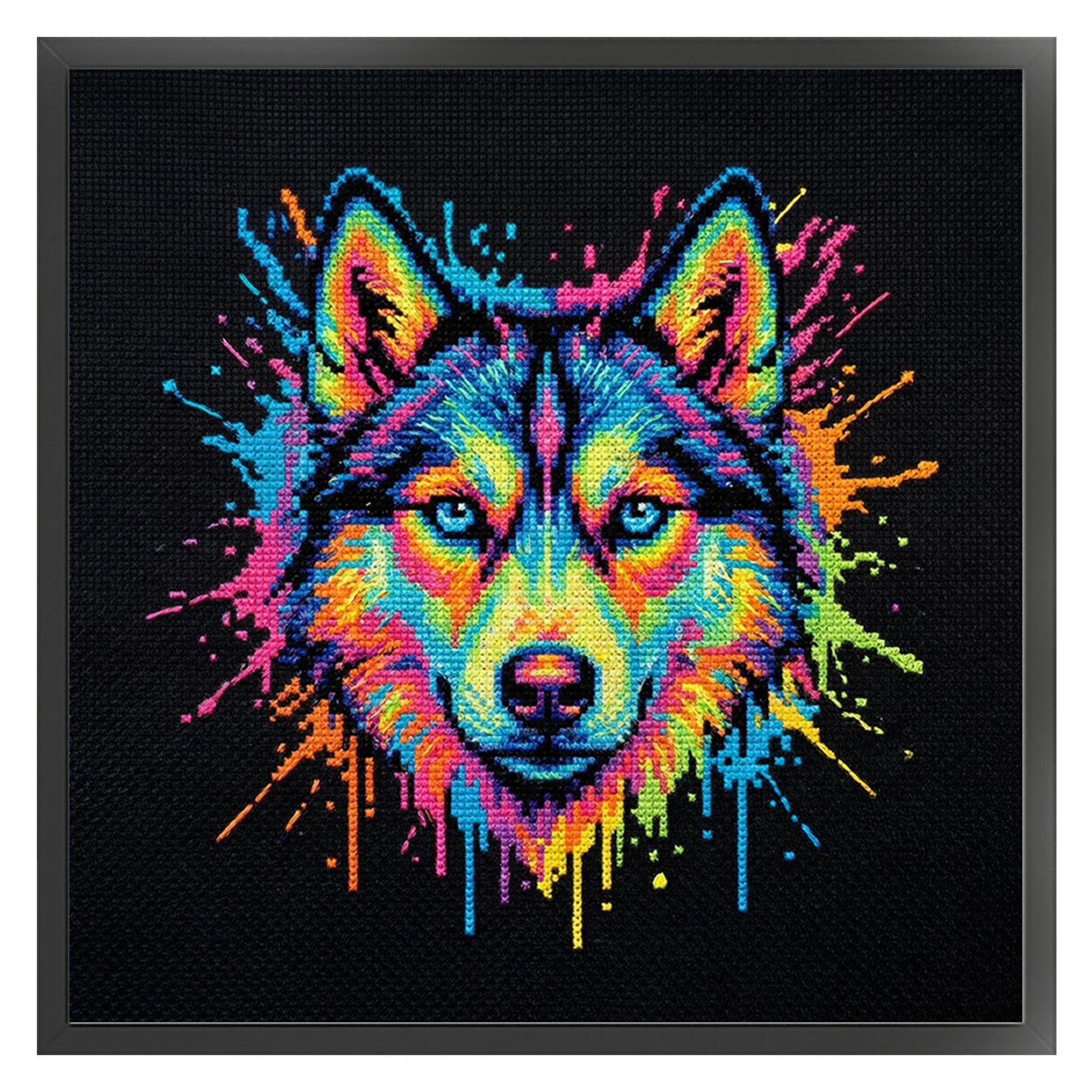 Colorful Splash Husky - Full 14CT Counted Cross Stitch 30x30CM - Yishu