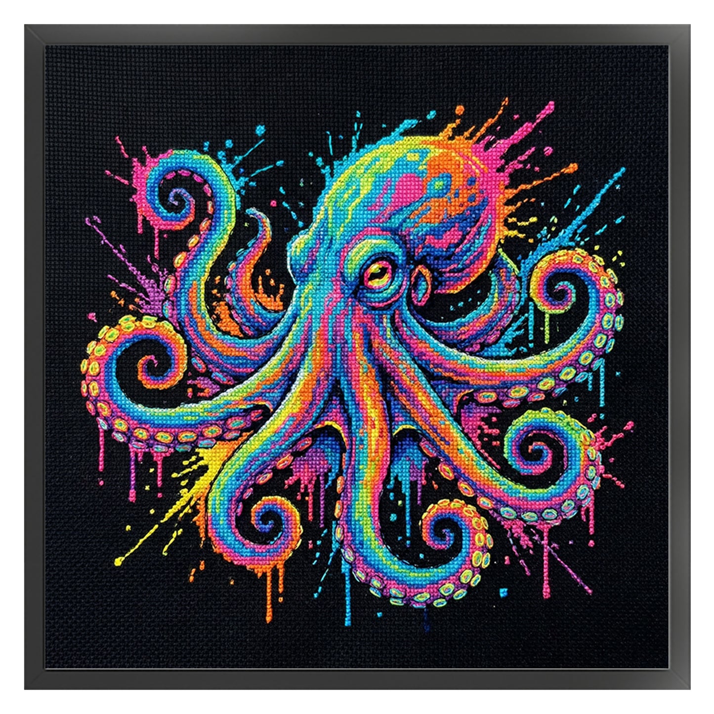 Colorful Splash Octopus - Full 14CT Counted Cross Stitch 30x30CM - Yishu