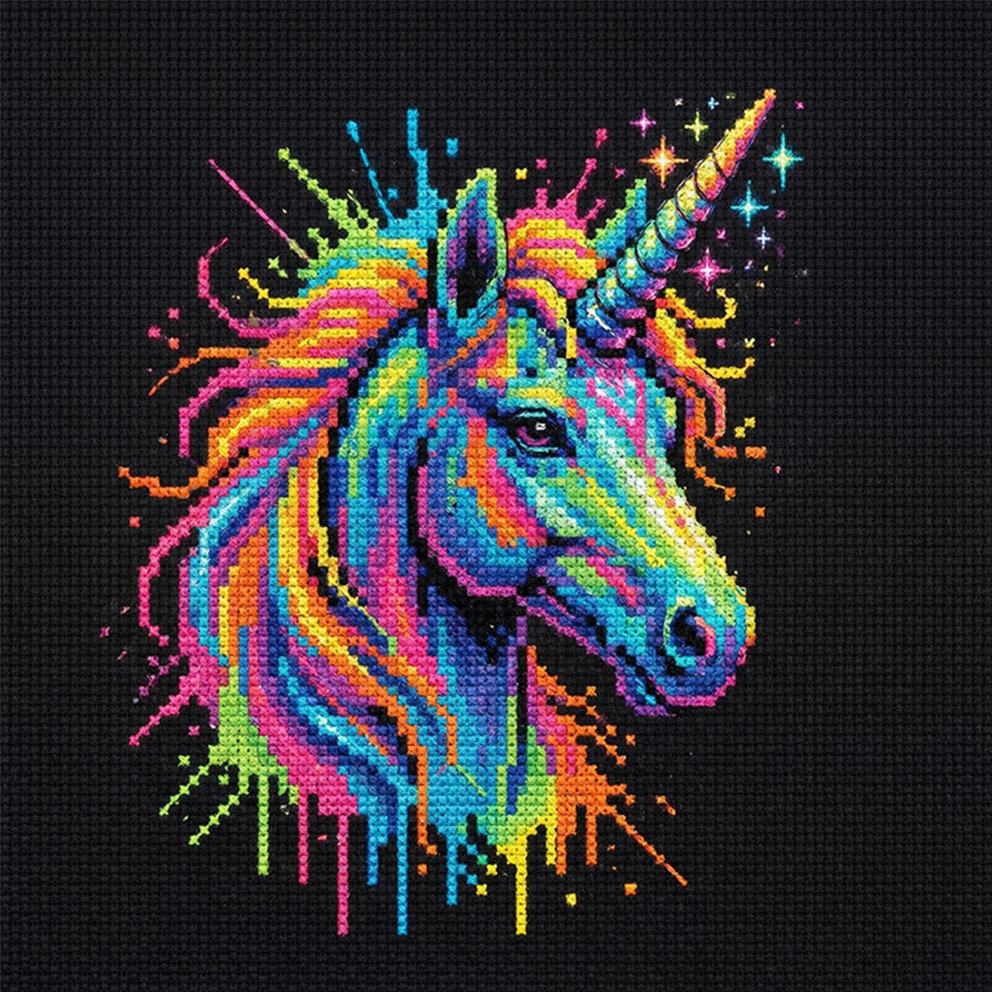 Colorful Splash Unihorse - Full 14CT Counted Cross Stitch 30x30CM - Yishu