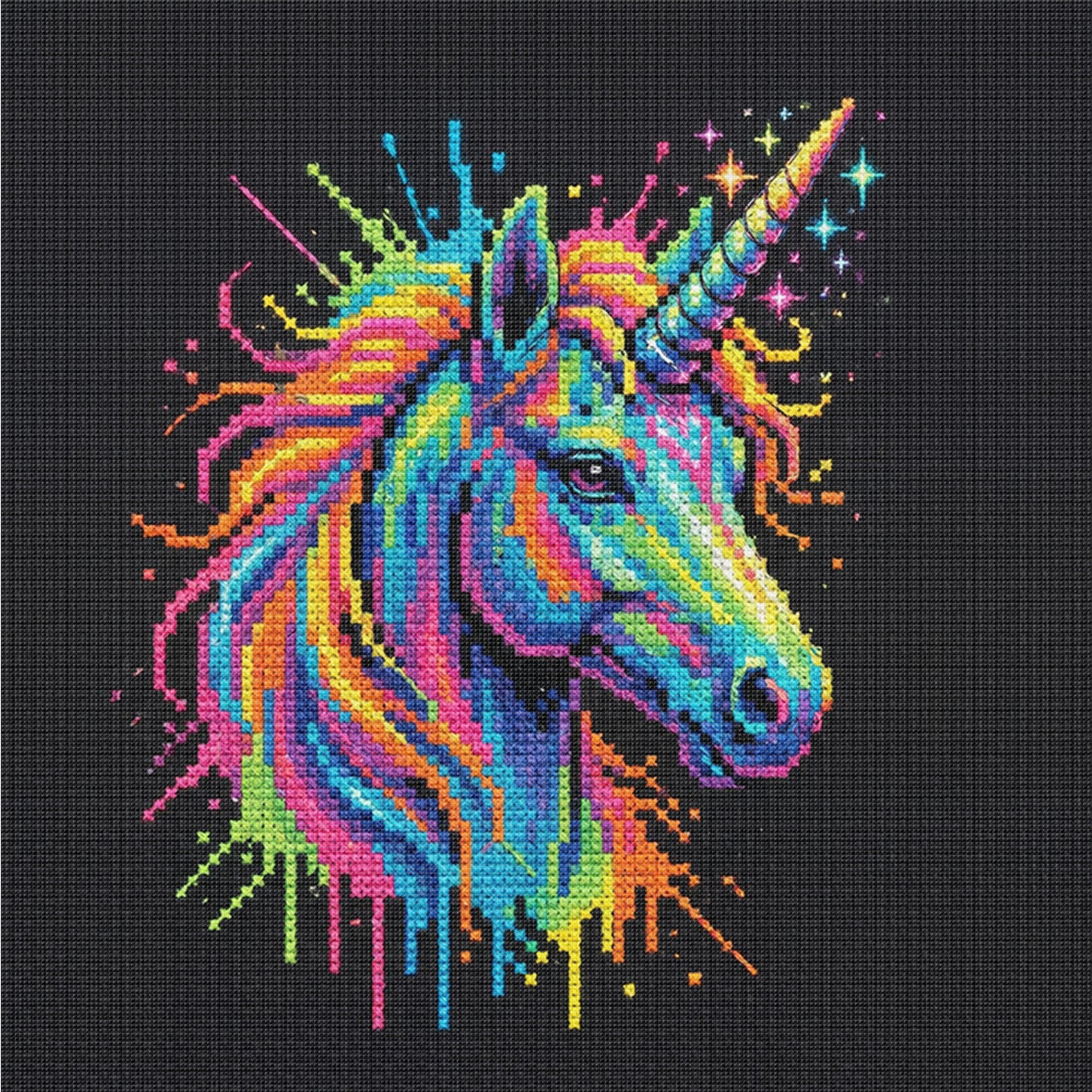 Colorful Splash Unihorse - Full 14CT Counted Cross Stitch 30x30CM - Yishu