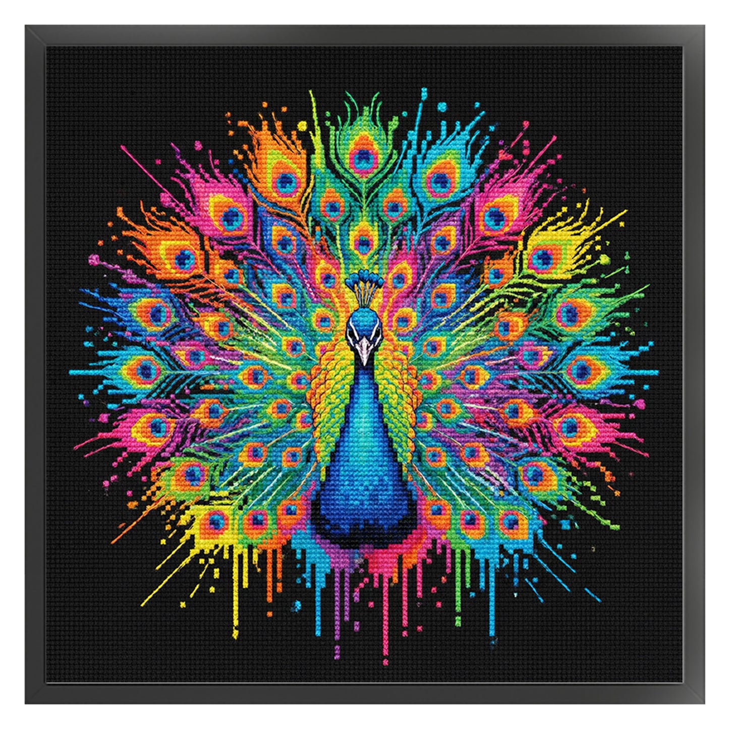 Colorful Splash Peacock - Full 14CT Counted Cross Stitch 30x30CM - Yishu