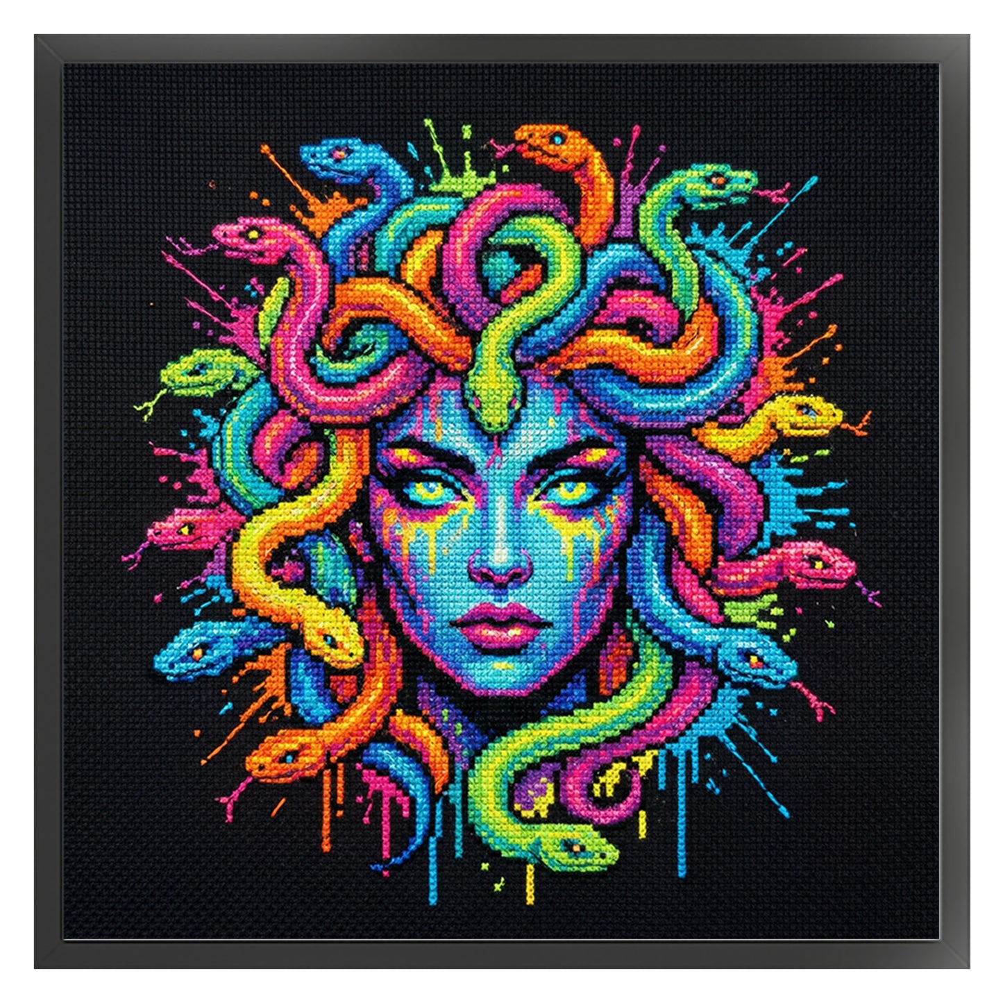 Colorful Splash Medusa - Full 14CT Counted Cross Stitch 30x30CM - Yishu