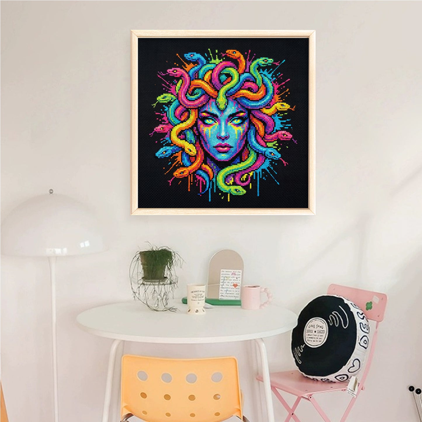 Colorful Splash Medusa - Full 14CT Counted Cross Stitch 30x30CM - Yishu