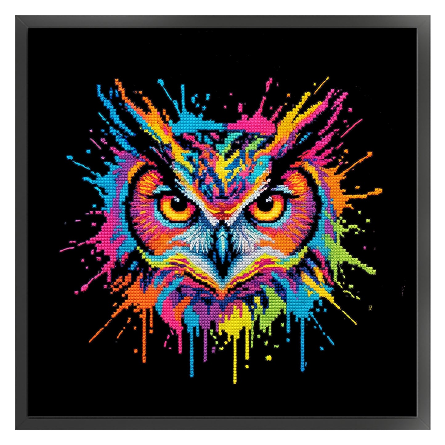 Colorful Splash Owl - Full 14CT Counted Cross Stitch 30x30CM - Yishu