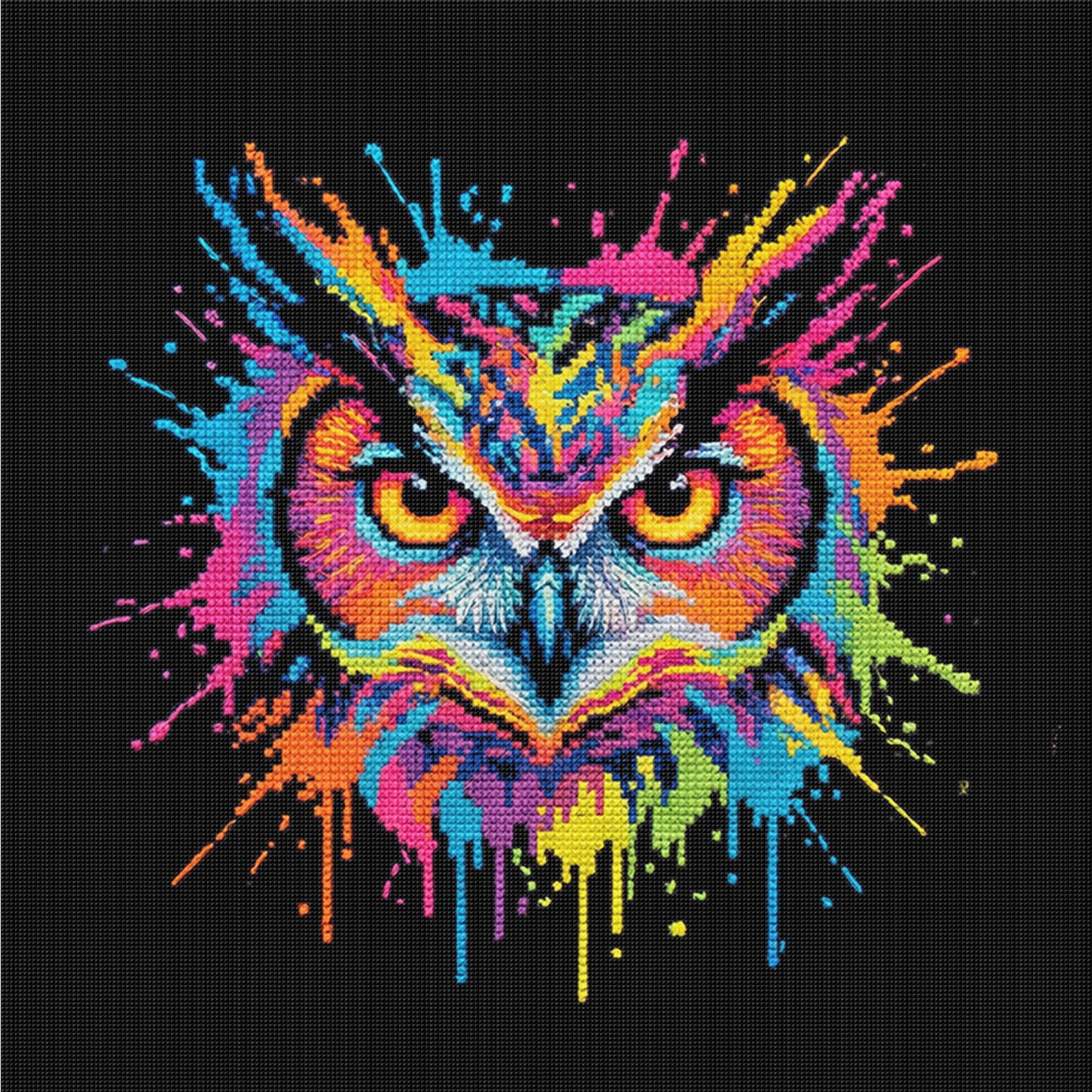 Colorful Splash Owl - Full 14CT Counted Cross Stitch 30x30CM - Yishu