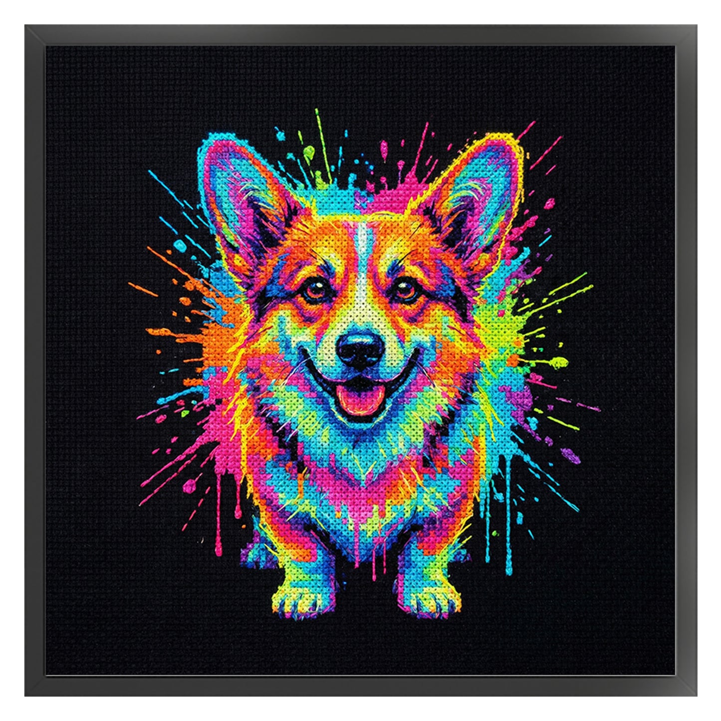 Colorful Splash Corgi - Full 14CT Counted Cross Stitch 30x30CM - Yishu
