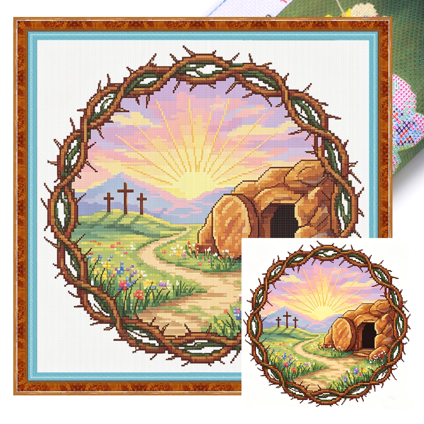 Thorn Scenery - Full 14CT Stamped Cross Stitch 30x30CM - Huacan