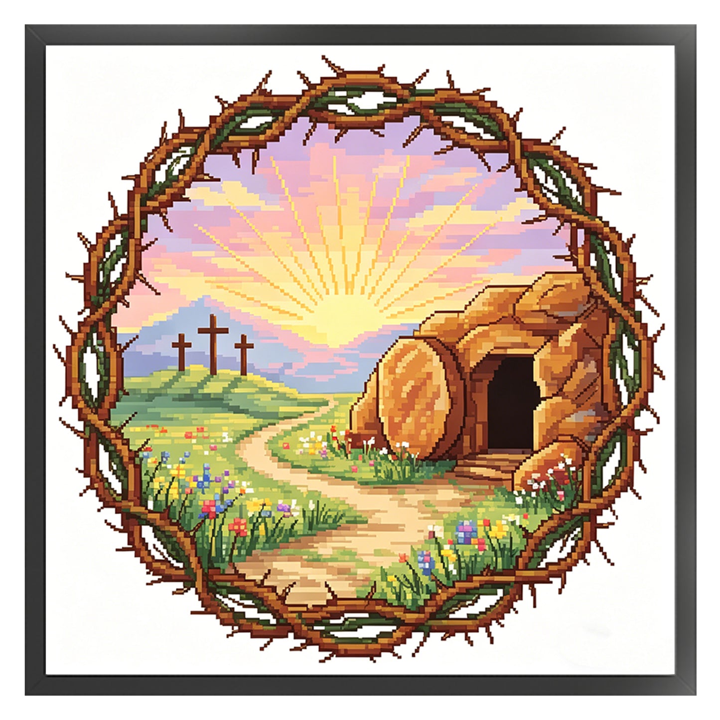 Thorn Scenery - Full 14CT Stamped Cross Stitch 30x30CM - Huacan