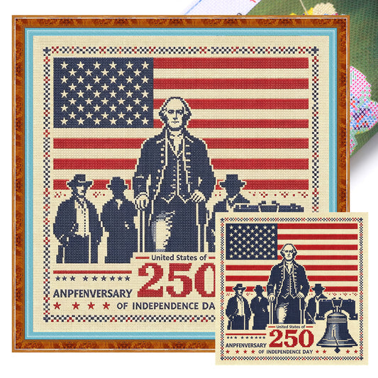 Independence Day - Full 18CT Stamped Cross Stitch 30x30CM - Huacan