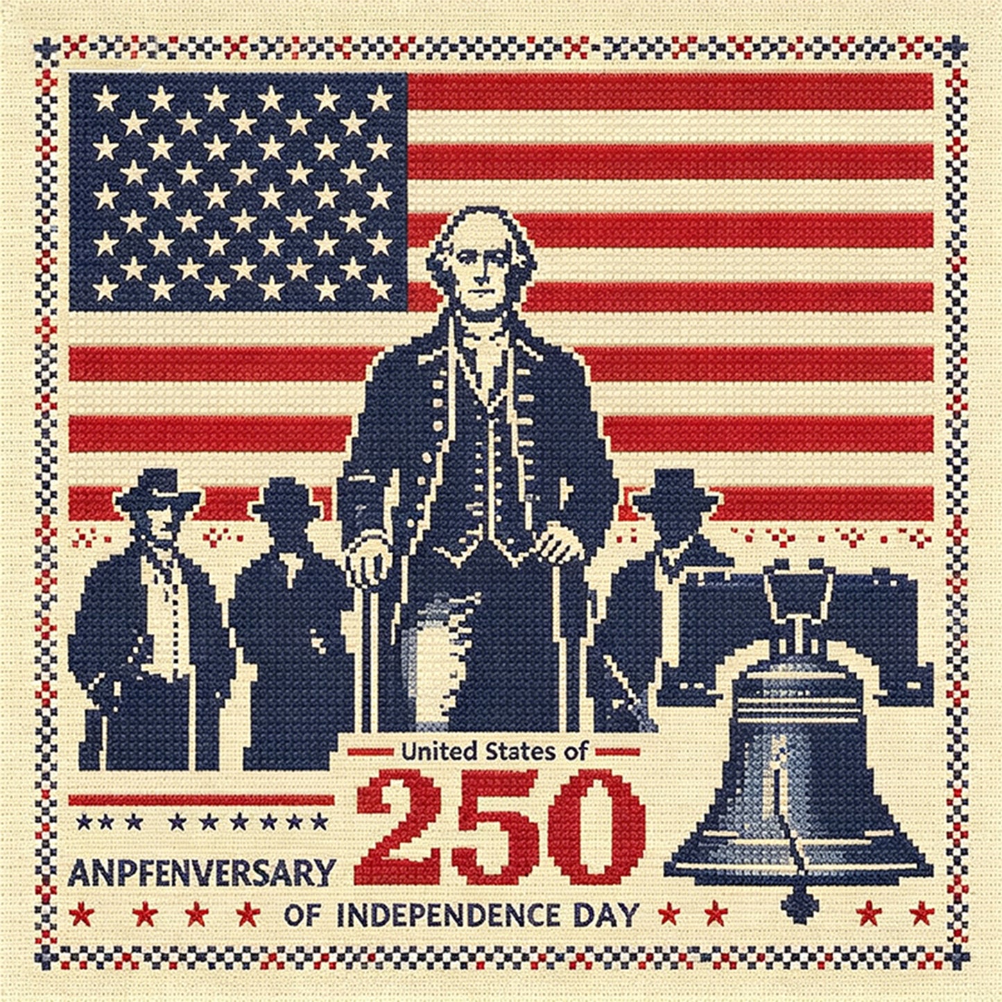 Independence Day - Full 18CT Stamped Cross Stitch 30x30CM - Huacan