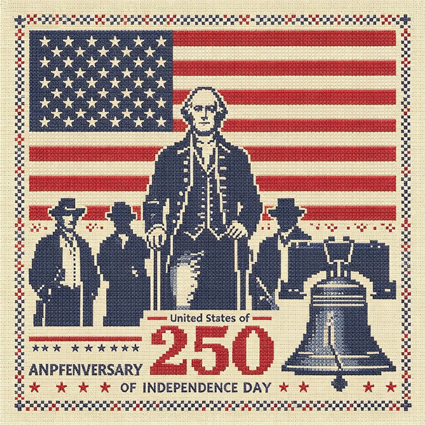 Independence Day - Full 18CT Stamped Cross Stitch 30x30CM - Huacan