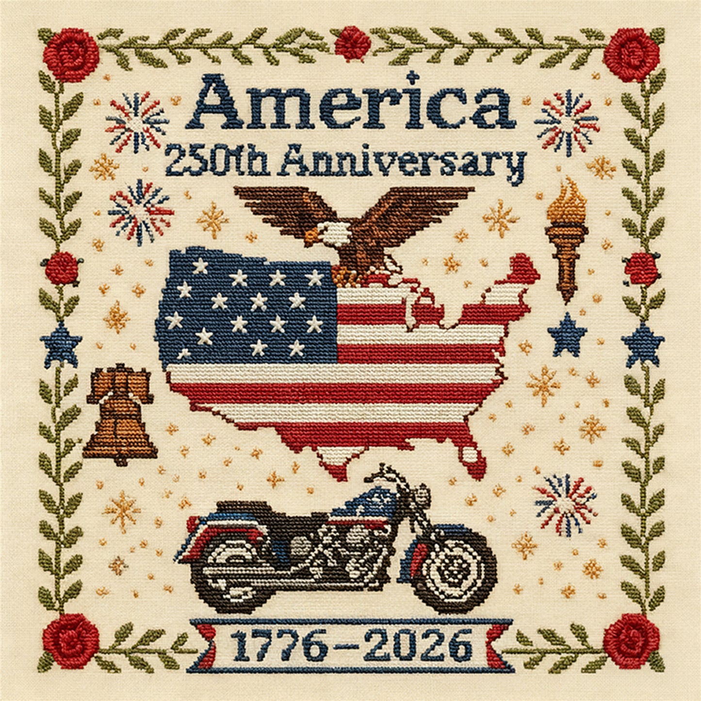 Independence Day - Full 18CT Stamped Cross Stitch 30x30CM - Huacan