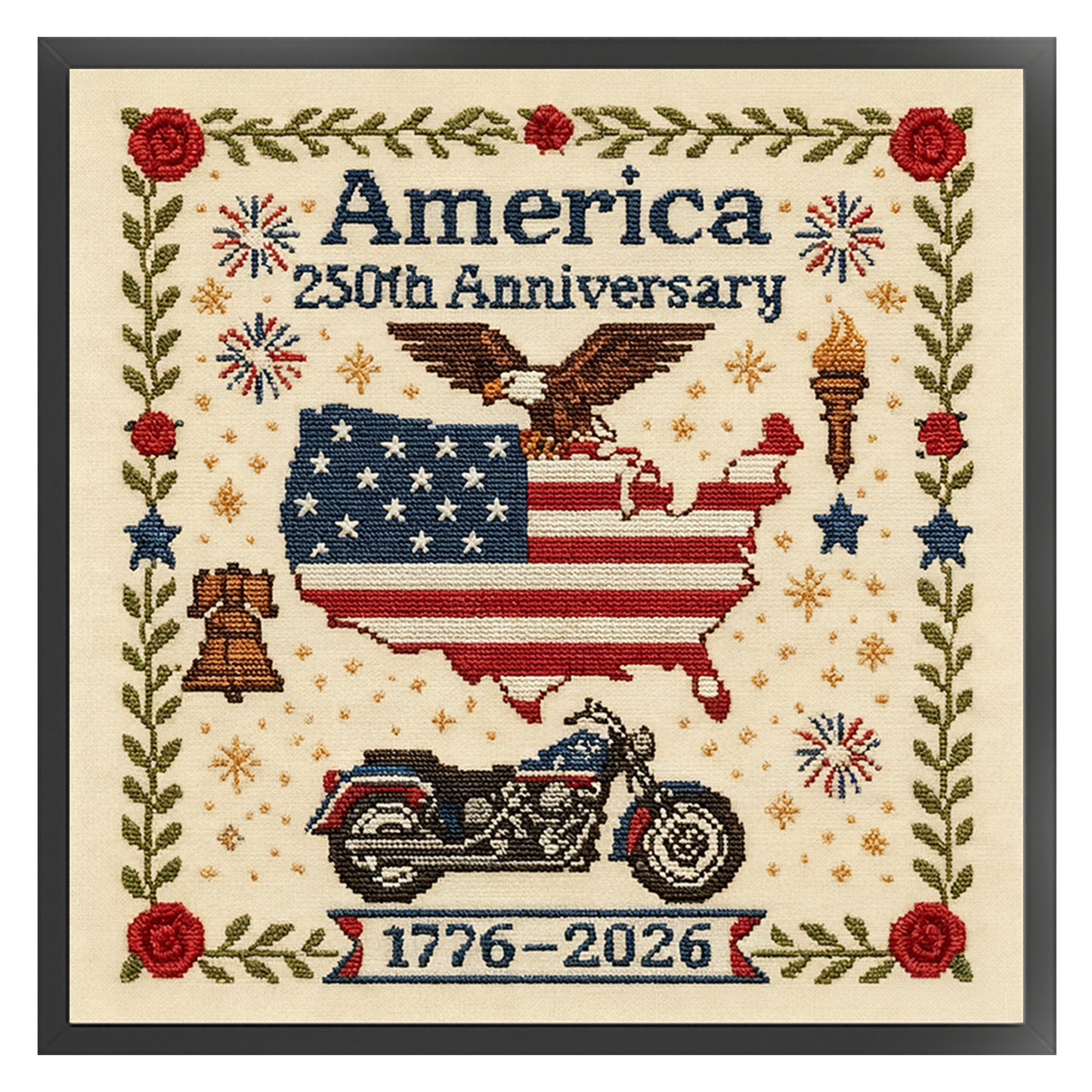 Independence Day - Full 18CT Stamped Cross Stitch 30x30CM - Huacan