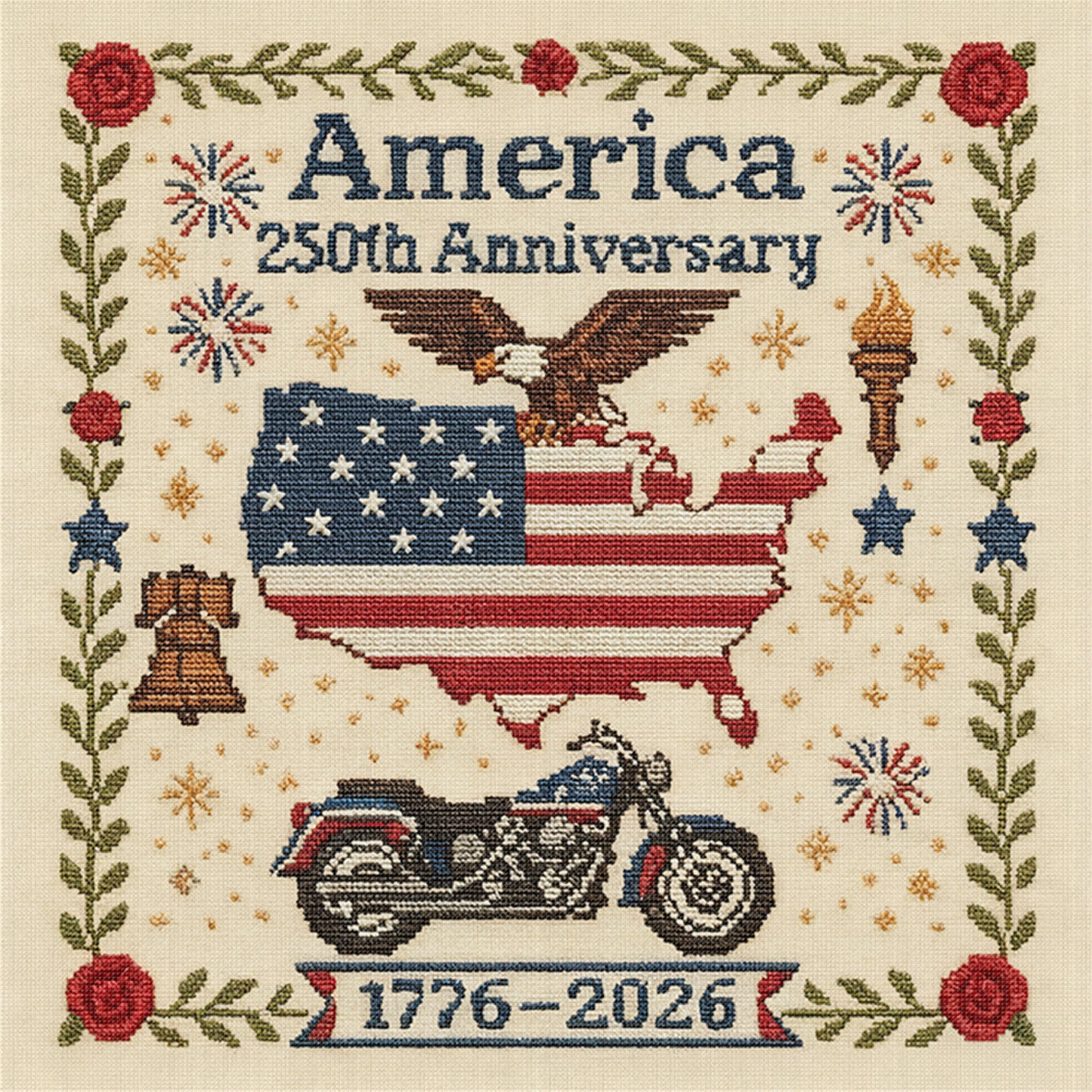 Independence Day - Full 18CT Stamped Cross Stitch 30x30CM - Huacan