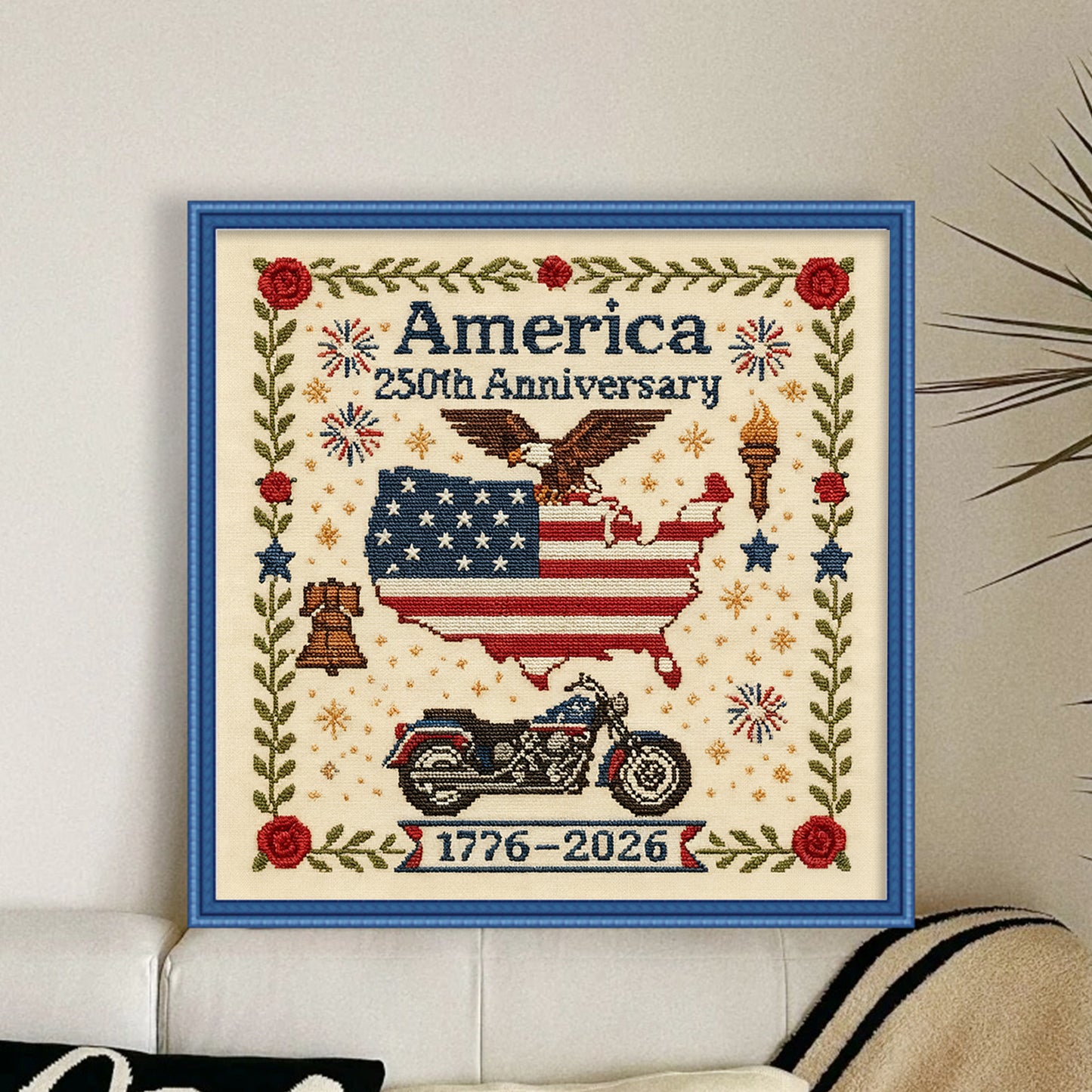 Independence Day - Full 18CT Stamped Cross Stitch 30x30CM - Huacan