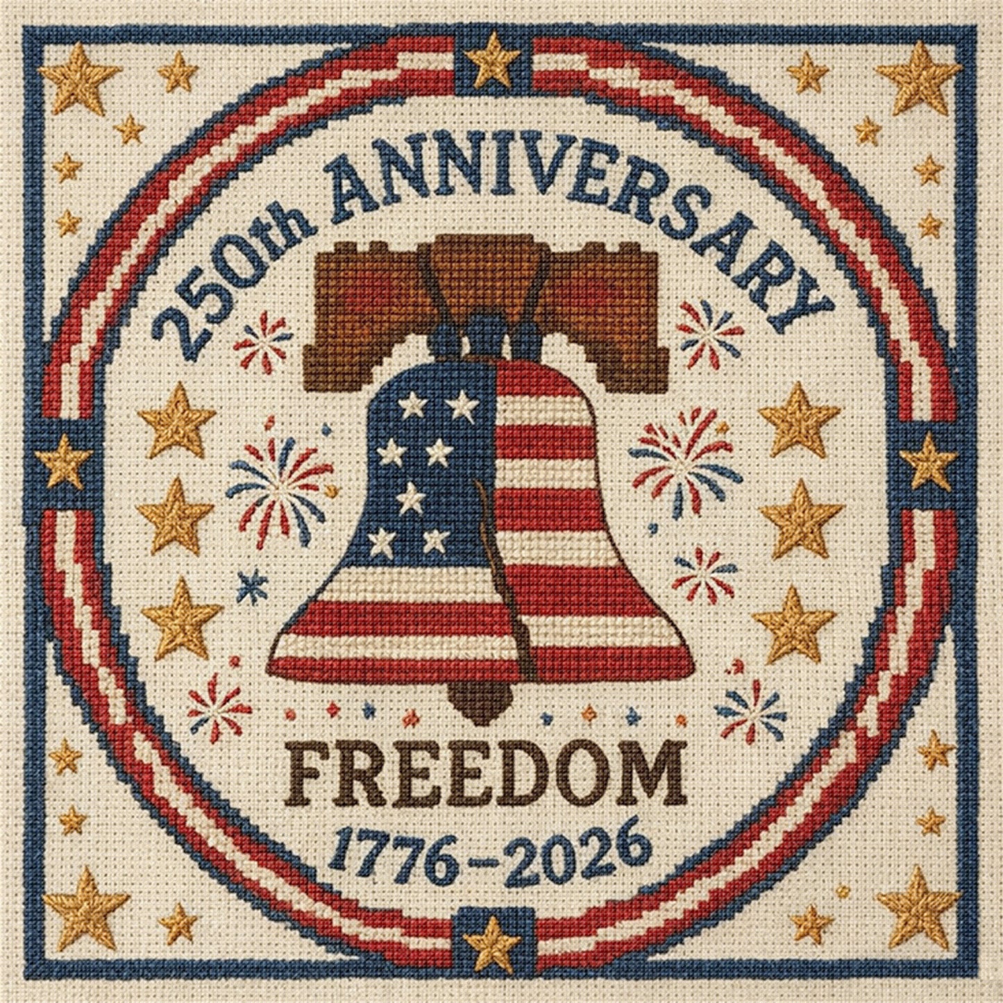 Independence Day - Full 18CT Stamped Cross Stitch 30x30CM - Huacan
