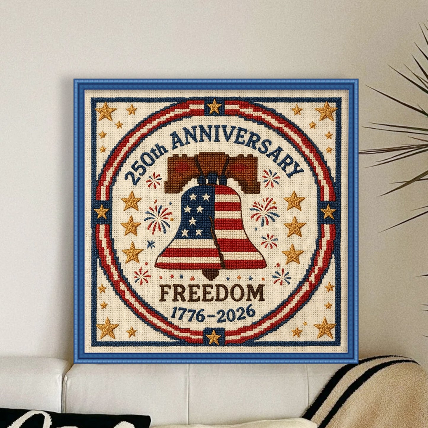 Independence Day - Full 18CT Stamped Cross Stitch 30x30CM - Huacan
