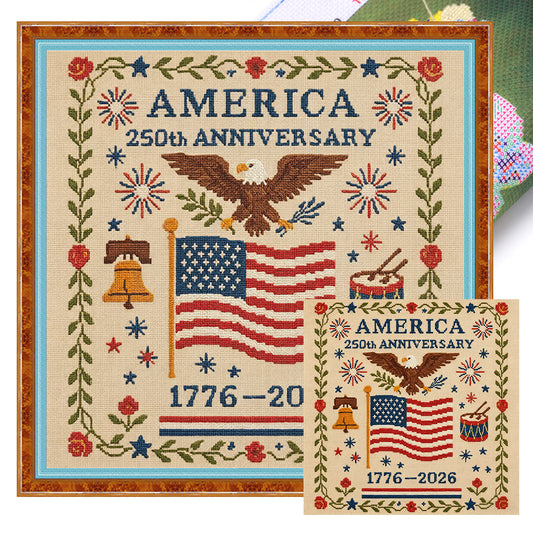 Independence Day - Full 18CT Stamped Cross Stitch 30x30CM - Huacan