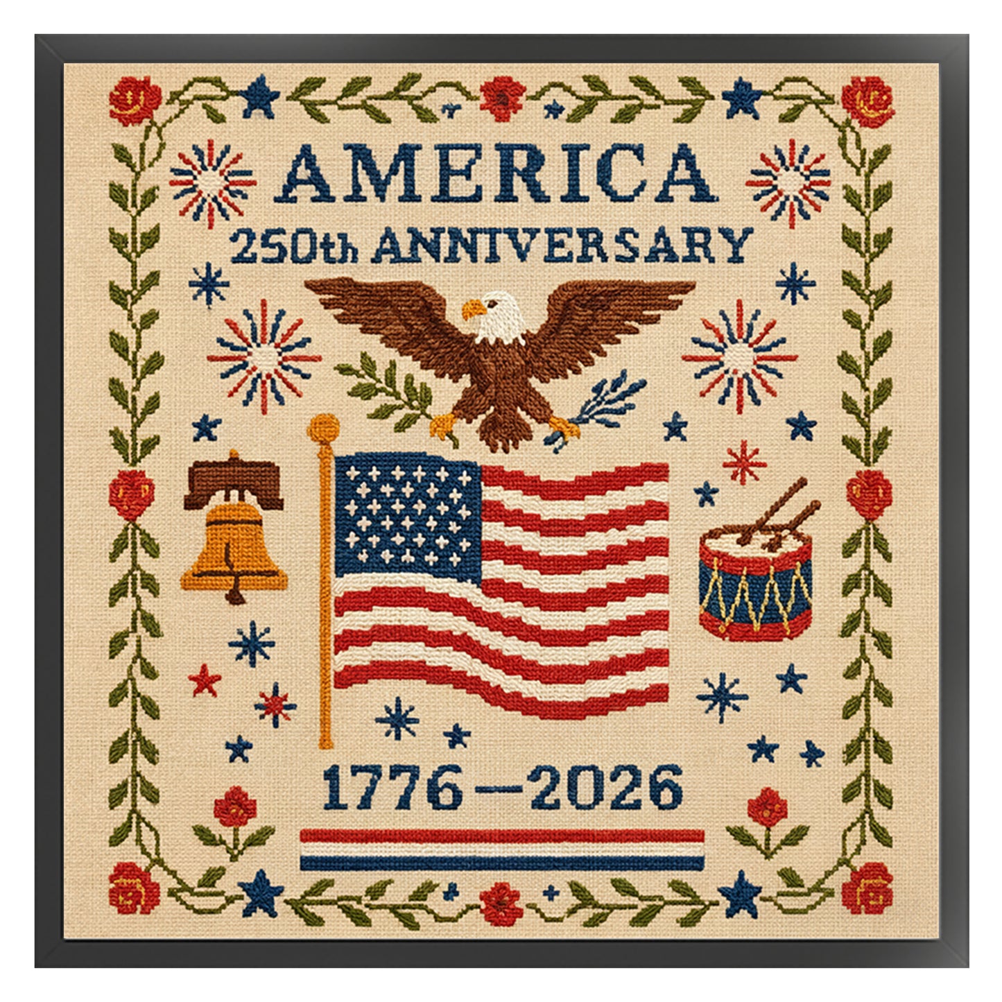 Independence Day - Full 18CT Stamped Cross Stitch 30x30CM - Huacan
