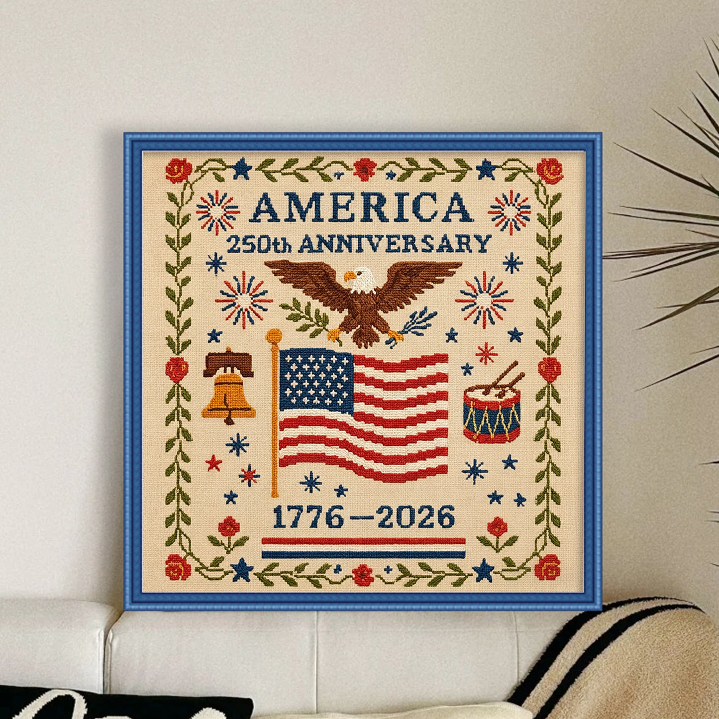 Independence Day - Full 18CT Stamped Cross Stitch 30x30CM - Huacan