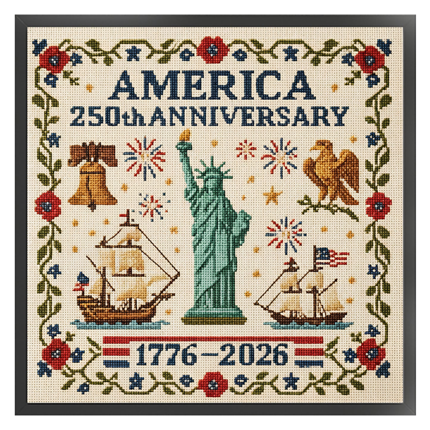 Independence Day - Full 18CT Stamped Cross Stitch 30x30CM - Huacan