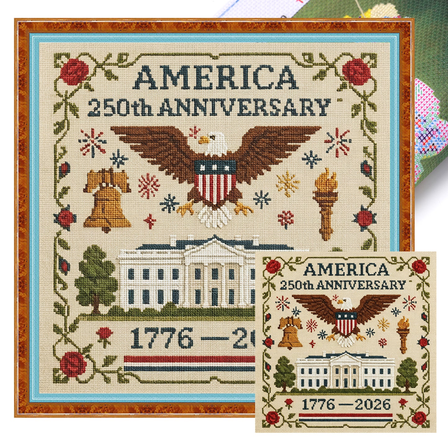 Independence Day - Full 18CT Stamped Cross Stitch 30x30CM - Huacan