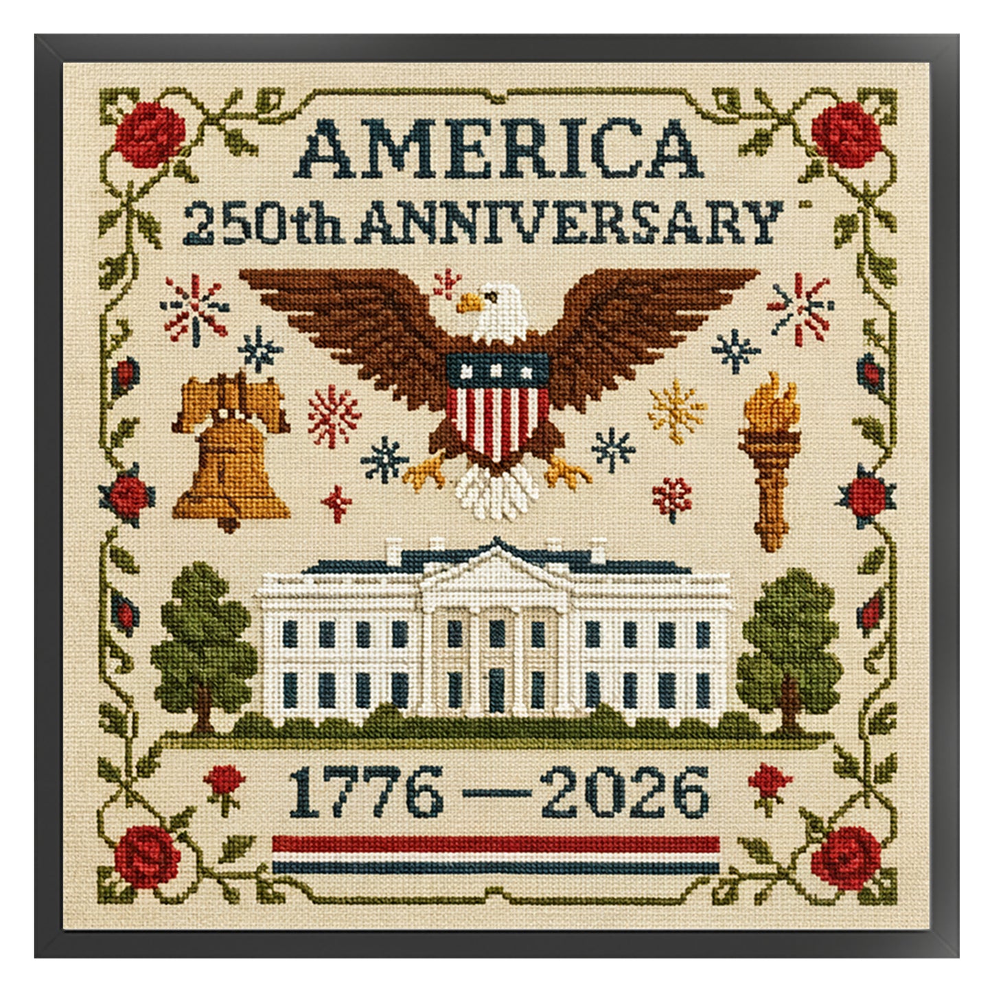 Independence Day - Full 18CT Stamped Cross Stitch 30x30CM - Huacan