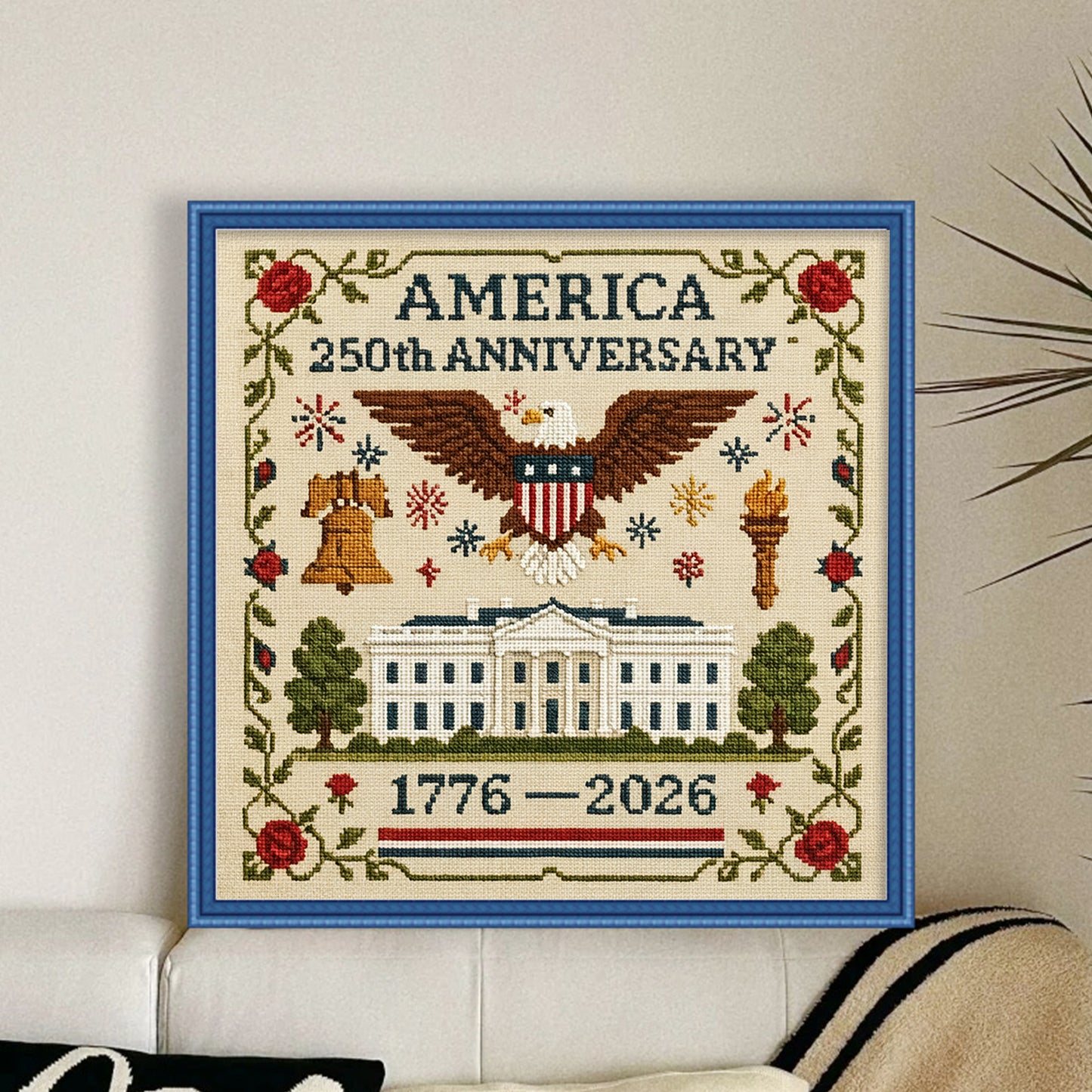 Independence Day - Full 18CT Stamped Cross Stitch 30x30CM - Huacan