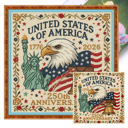 Independence Day - Full 18CT Stamped Cross Stitch 30x30CM - Huacan