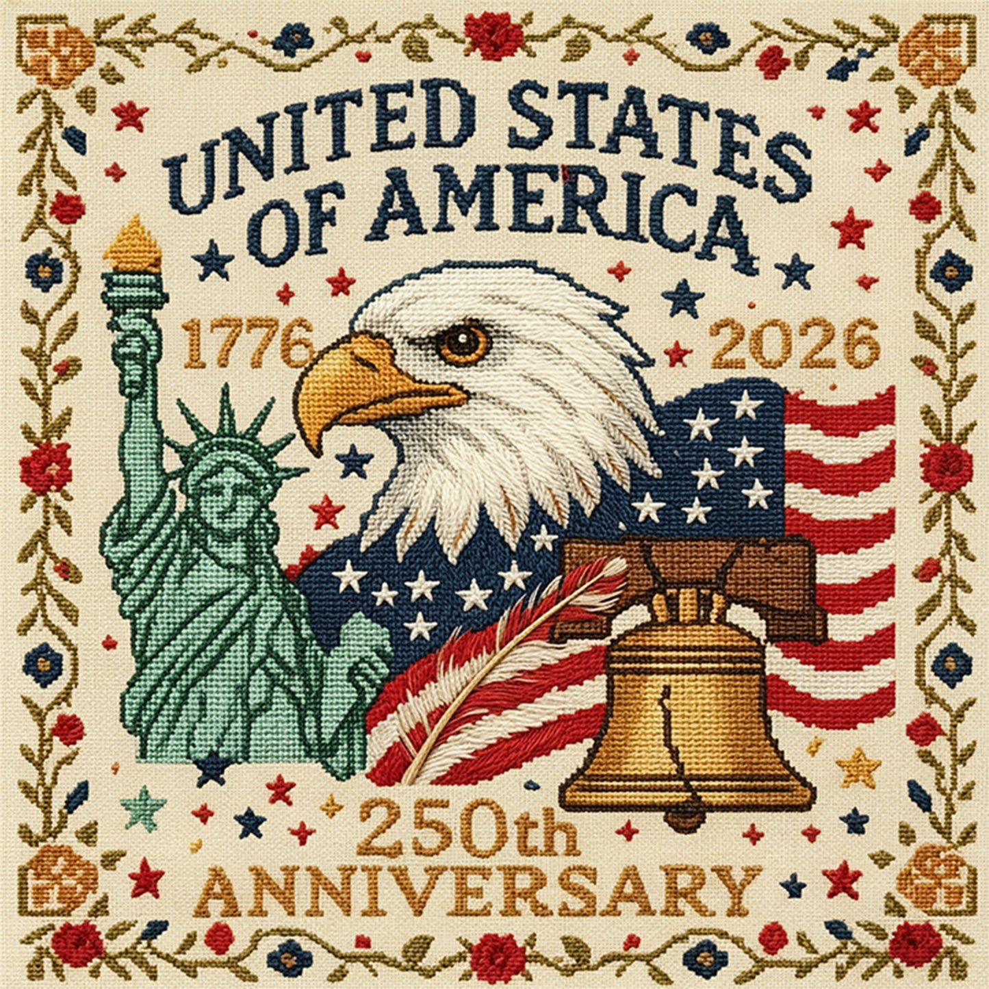 Independence Day - Full 18CT Stamped Cross Stitch 30x30CM - Huacan