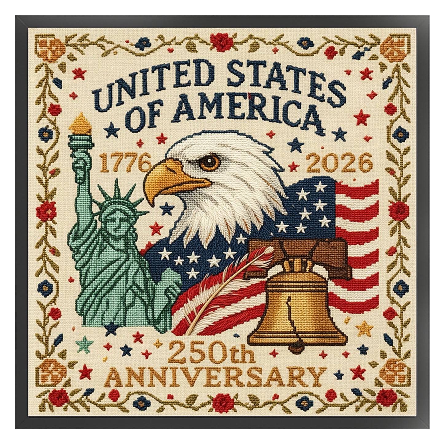Independence Day - Full 18CT Stamped Cross Stitch 30x30CM - Huacan