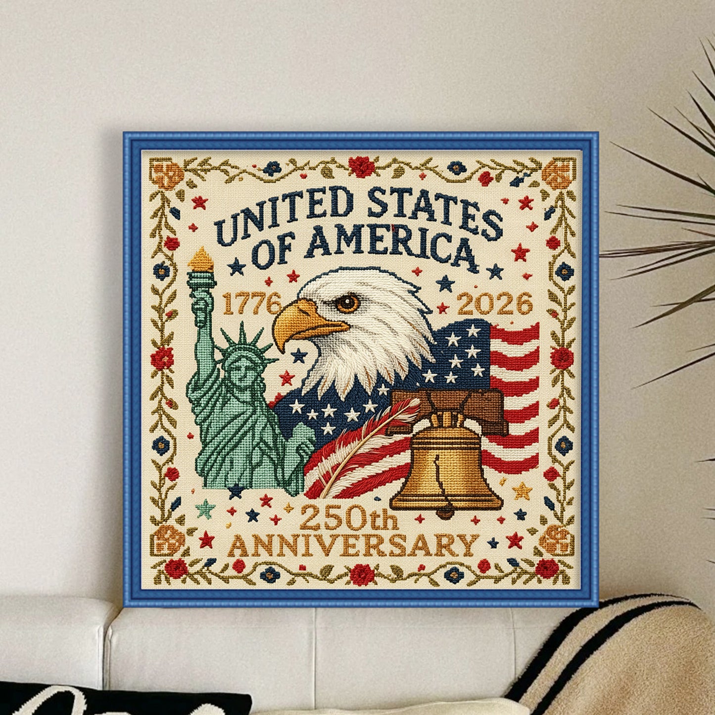 Independence Day - Full 18CT Stamped Cross Stitch 30x30CM - Huacan