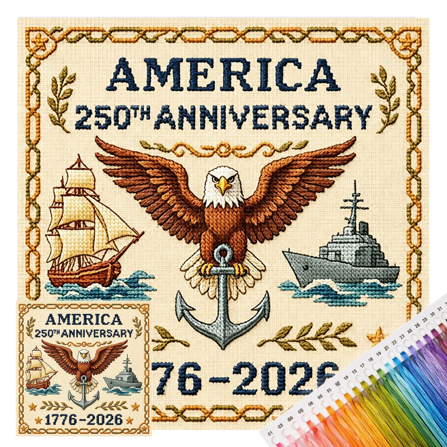 Independence Day - Full 18CT Stamped Cross Stitch 30x30CM - Huacan