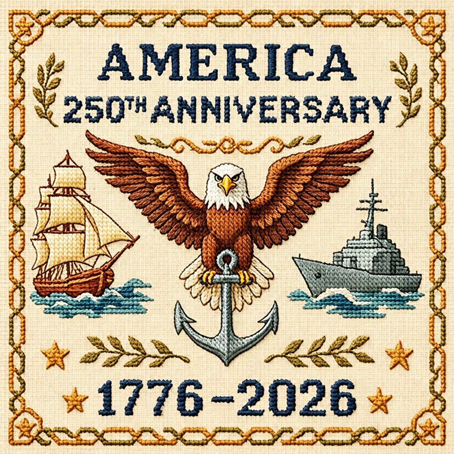 Independence Day - Full 18CT Stamped Cross Stitch 30x30CM - Huacan