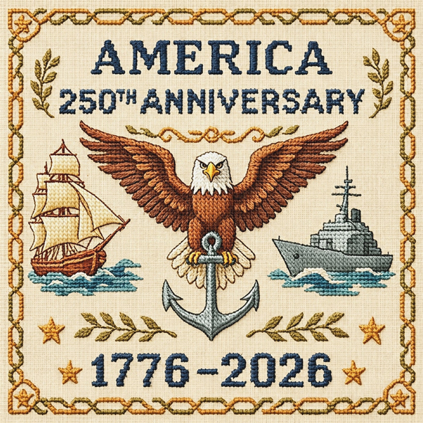 Independence Day - Full 18CT Stamped Cross Stitch 30x30CM - Huacan