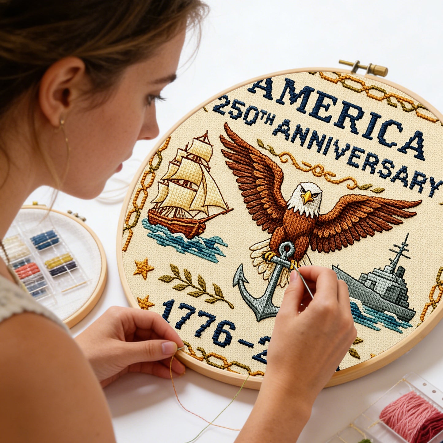 Independence Day - Full 18CT Stamped Cross Stitch 30x30CM - Huacan