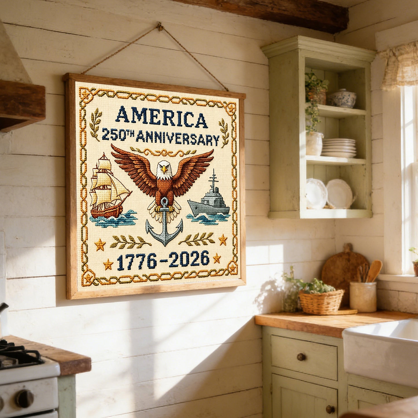 Independence Day - Full 18CT Stamped Cross Stitch 30x30CM - Huacan
