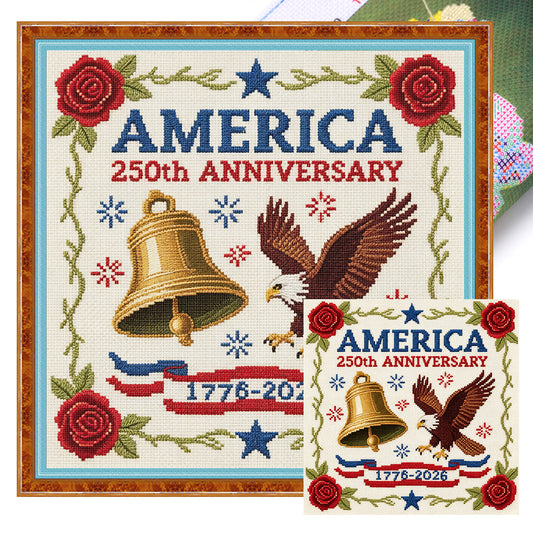 Independence Day - Full 18CT Stamped Cross Stitch 30x30CM - Huacan