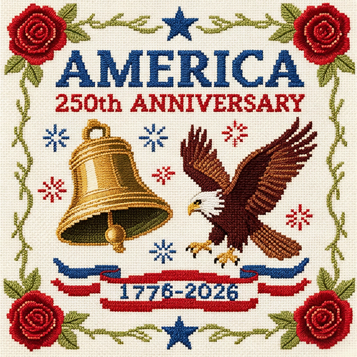 Independence Day - Full 18CT Stamped Cross Stitch 30x30CM - Huacan