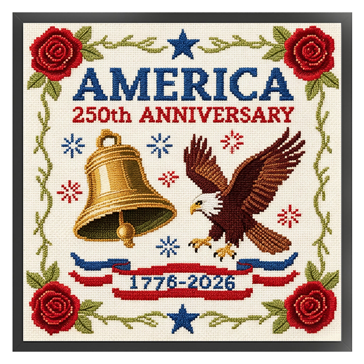 Independence Day - Full 18CT Stamped Cross Stitch 30x30CM - Huacan
