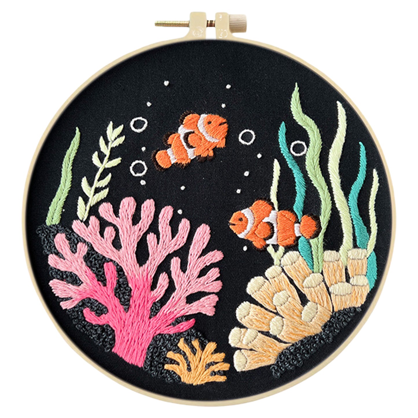Cute Dolphin - DIY Embroidery Cross Stitch Kit with Pattern Cotton Threads Needles Hoop 30x30CM/11.81x11.81in