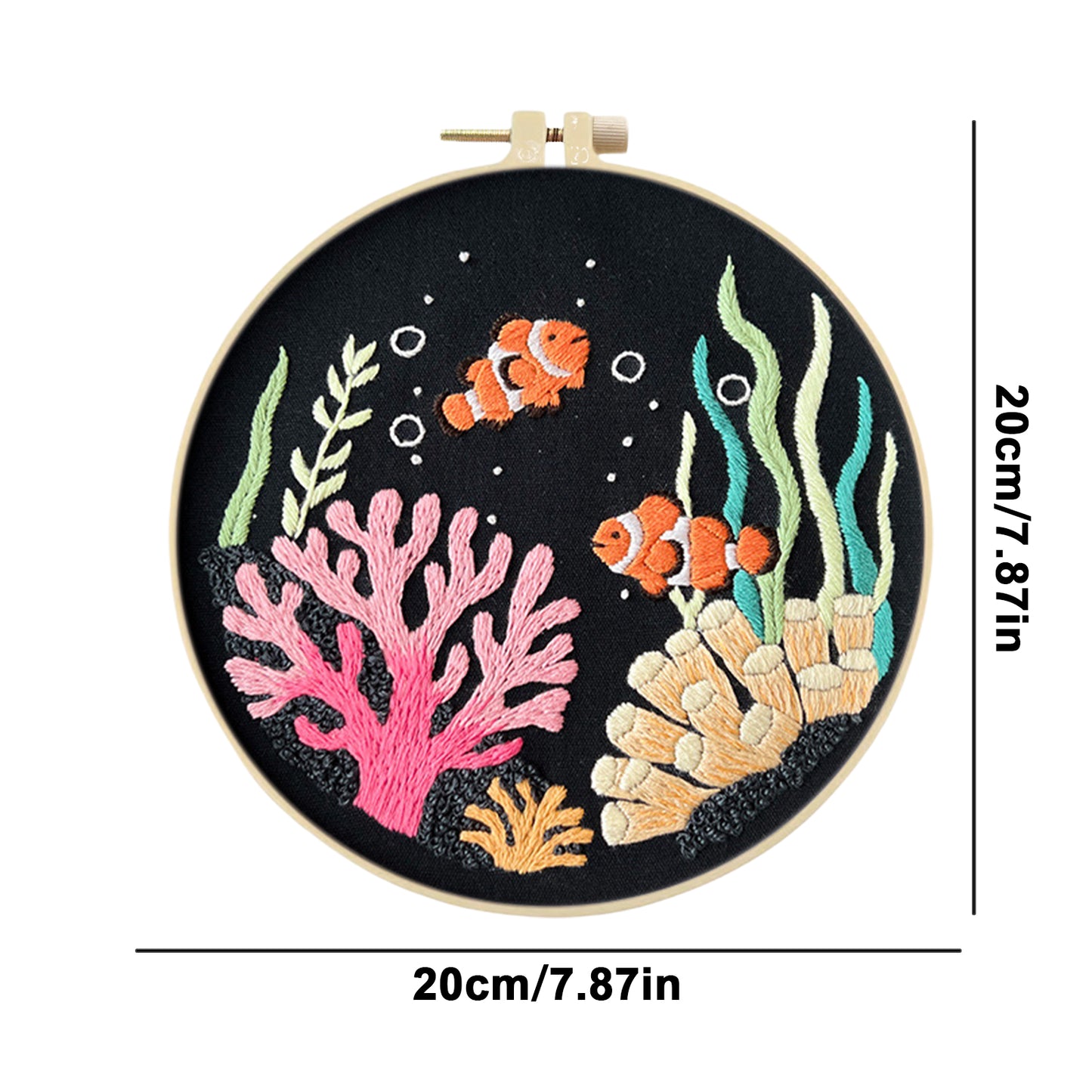 Cute Dolphin - DIY Embroidery Cross Stitch Kit with Pattern Cotton Threads Needles Hoop 30x30CM/11.81x11.81in