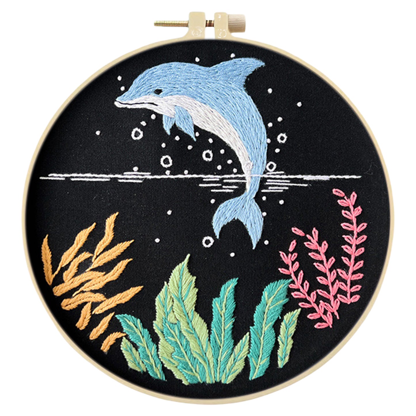 Clownfish - DIY Embroidery Cross Stitch Kit with Pattern Cotton Threads Needles Hoop 30x30CM/11.81x11.81in