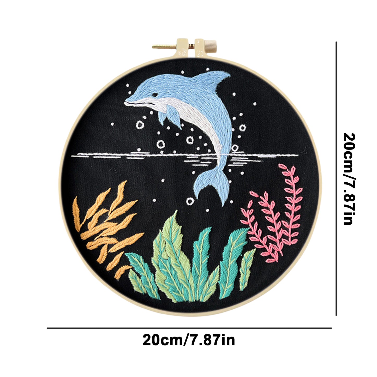 Clownfish - DIY Embroidery Cross Stitch Kit with Pattern Cotton Threads Needles Hoop 30x30CM/11.81x11.81in