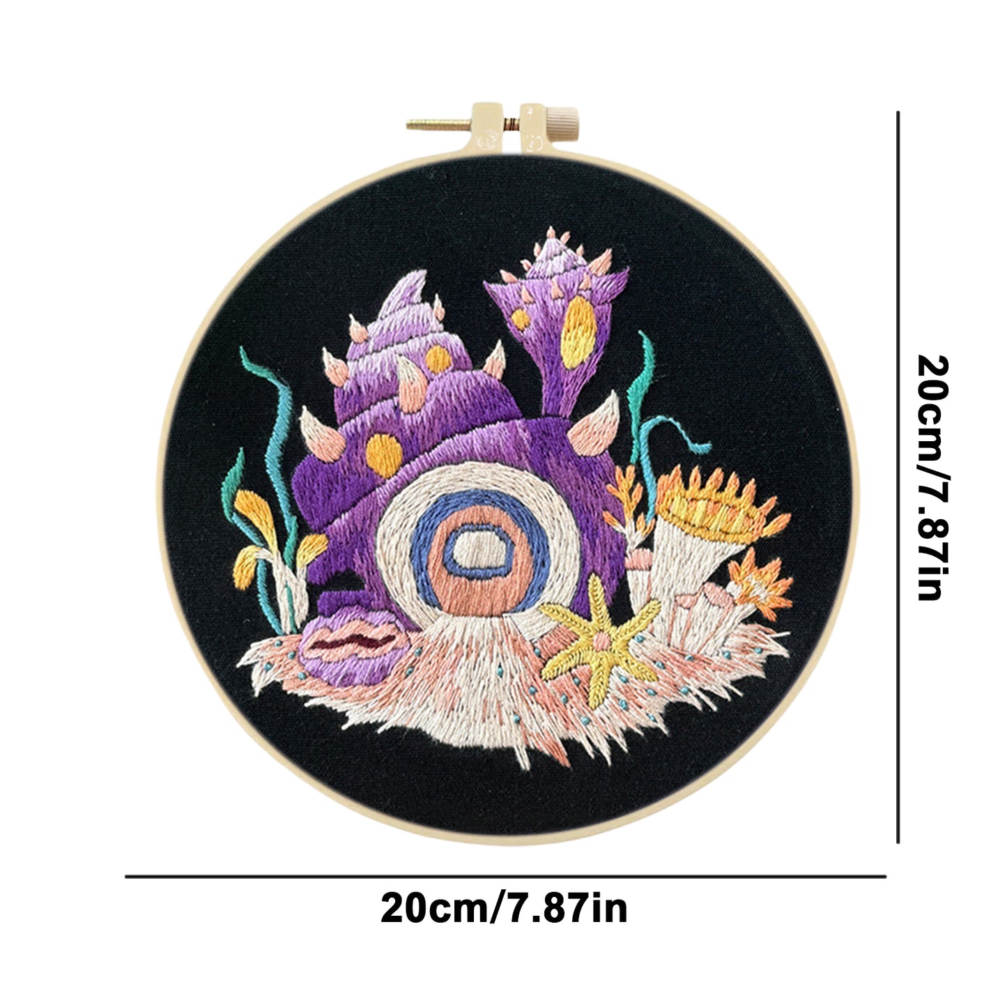 Purple Conch - DIY Embroidery Cross Stitch Kit with Pattern Cotton Threads Needles Hoop 30x30CM/11.81x11.81in