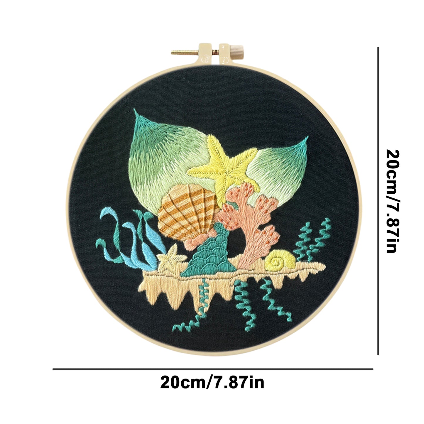 Pastel Seabed Garden - DIY Embroidery Cross Stitch Kit with Pattern Cotton Threads Needles Hoop 30x30CM/11.81x11.81in