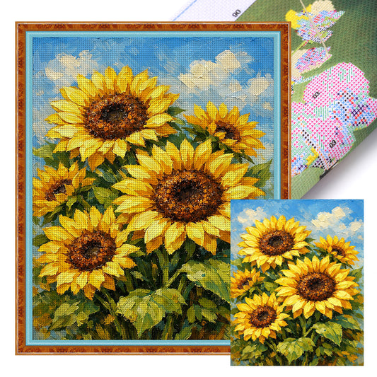 Sunflower - Full 11CT Stamped Cross Stitch 40x55CM - Yishu